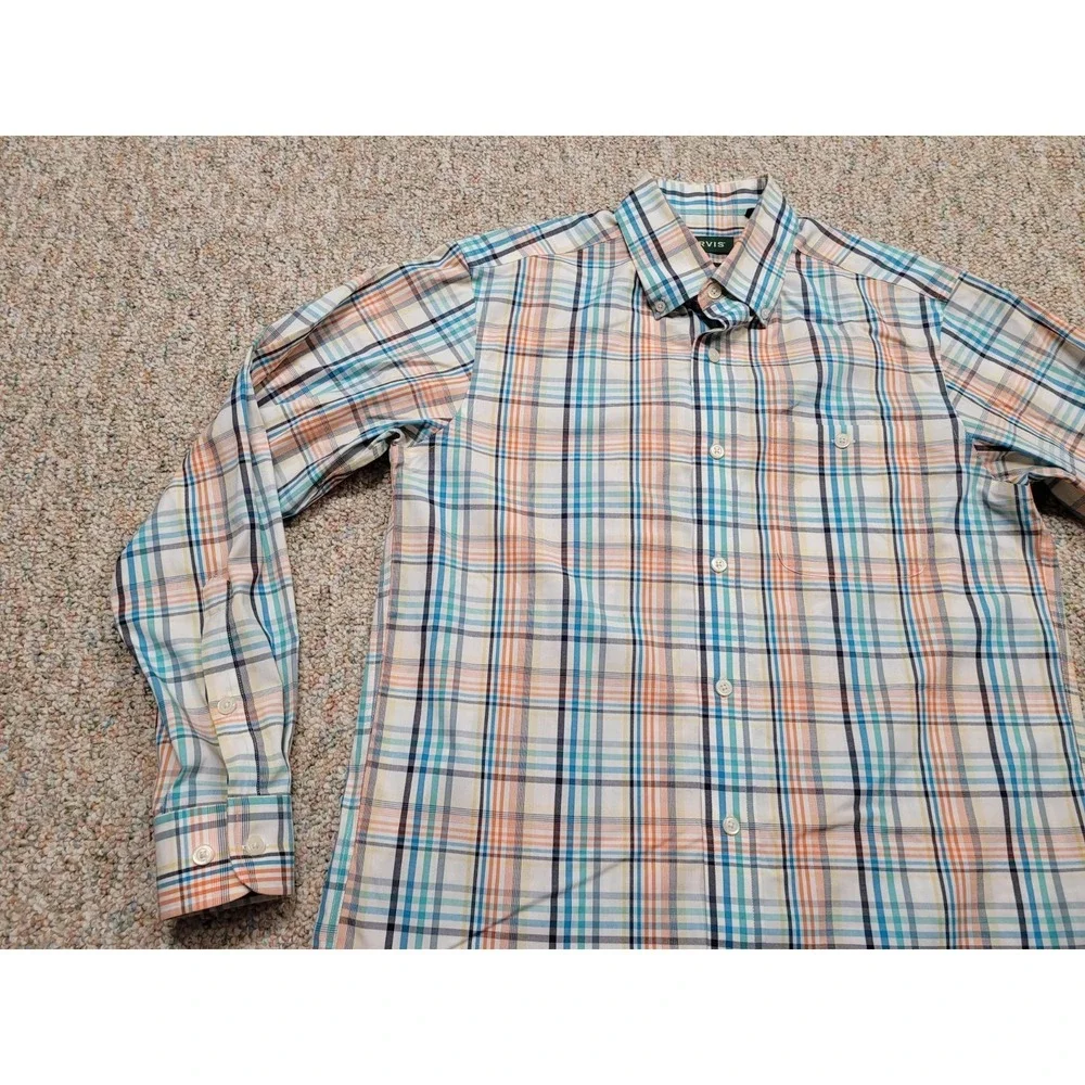 Orvis Shirt Men Medium Multi Plaid Long Sleeve Button Down Outdoors Fishing Camp - Picture 4 of 16